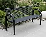 MATERIUM® Gartenbank Metall Schwarz - extra stabile Bank aus Metall mit 150 cm Sitzbreite, wetterfest & widerstandsfähig - hochwertige Sitzbank aus Stahl mit edler Pulverbeschichtung (Schwarz Matt)