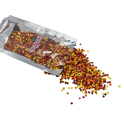 Harvest Season Sensation Confetti Mix Multicolor Candy Confetti Ice Cream Dessert Topping Edible Confetti Sprinkles Decoration For Cake Cupcake Cookies Mini Round Pastel Sequin - 8 OZ