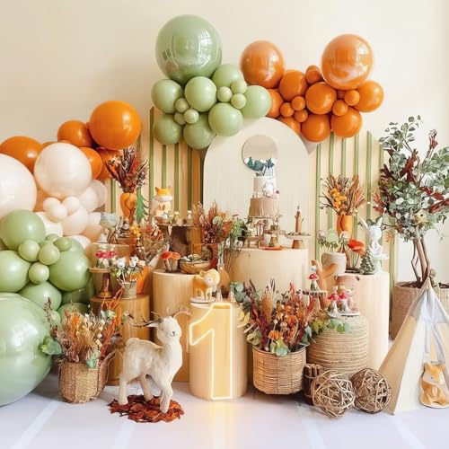 Image of Sage Green & Brown Balloons - Fall Colors: Orange, Brown, Yellow, Burgundy for Thanksgiving, Wild Woodland Theme Parties, Birthdays, Baby Showers, Weddings & Anniversaries