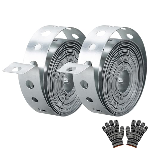 AxiSculpt Galvanized Metal Pipe Strap 3/4-Inch x 10-Feet 27-Gauge for Pipe Support Hanging and Flexible Trimming with Holes 2 Pack