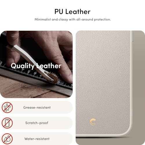 Image of Spigen Cyrill Kajuk Mag | iPhone 15 Pro Max Case | Beige iPhone 15 Pro Max Back Cover | Faux Leather+TPU+PC - Cream