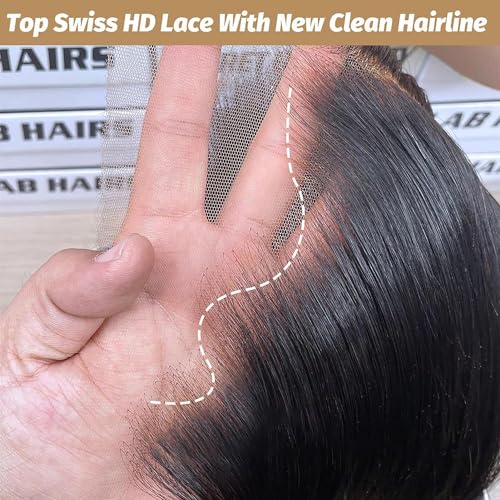 RXY 13x6 Echthaar Perücke Straight HD Lace Front Wig Human Hair 100% Brasilianisches Perücken Echthaar Damen mit Babyhaar Glueless Wigs 16 Zoll(41cm) – Bild 5