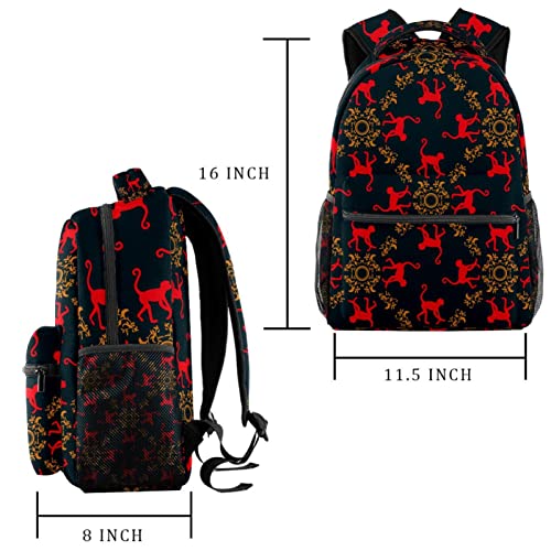 Sac à dos de voyage imprimé singes rouges pour vos sorties et le campus - 2
