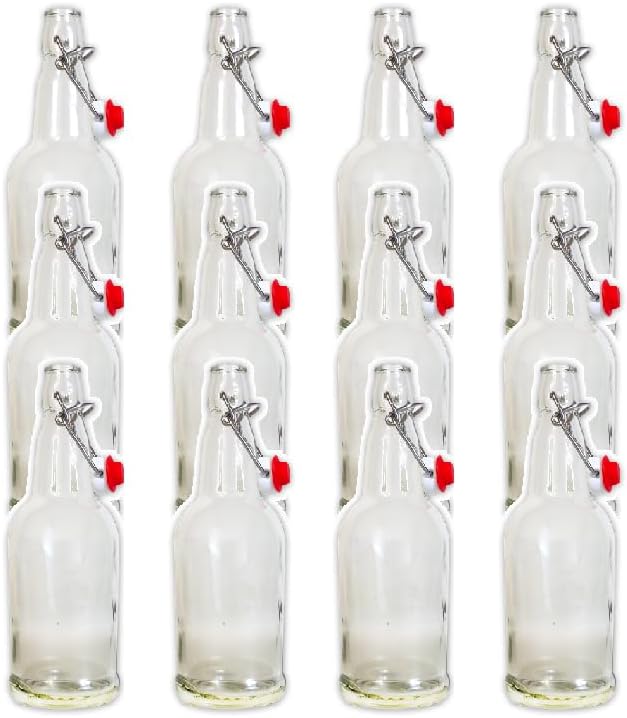 CLEAR FLIP TOP GROLSCH BOTTLES LDC Brand Case of 12 16oz Glass Beugel with Swing Top Caps for Soda Cider Mead Beer