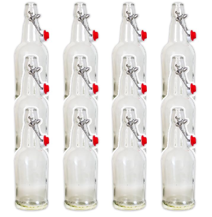 CLEAR FLIP TOP GROLSCH BOTTLES LDC Brand Case of 12 16oz Glass Beugel with Swing Top Caps for Soda Cider Mead Beer