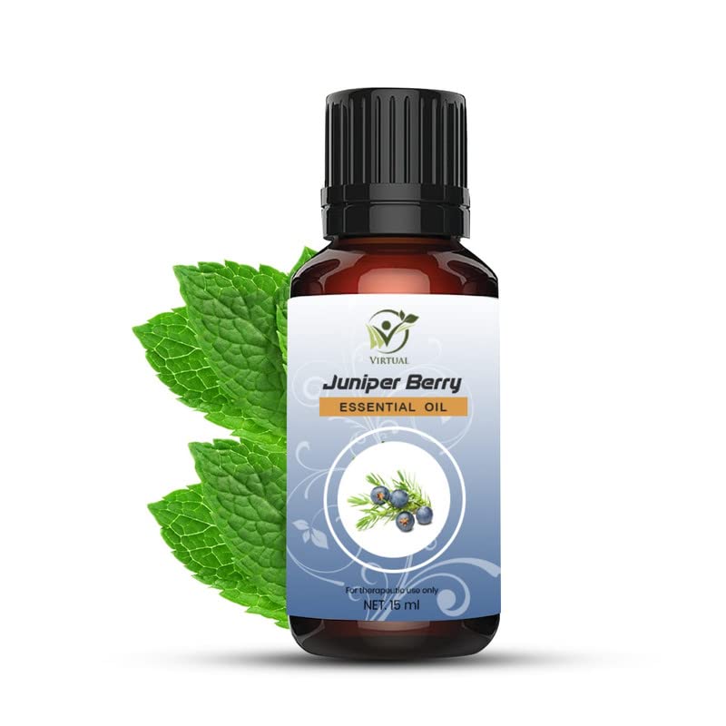 Image of VIRTUAL Juniper Berry Essential Oil For Hair & Skin Pure, Natural & Undiluted Oil For Aromatherapy Therapeutic Grade 15ML