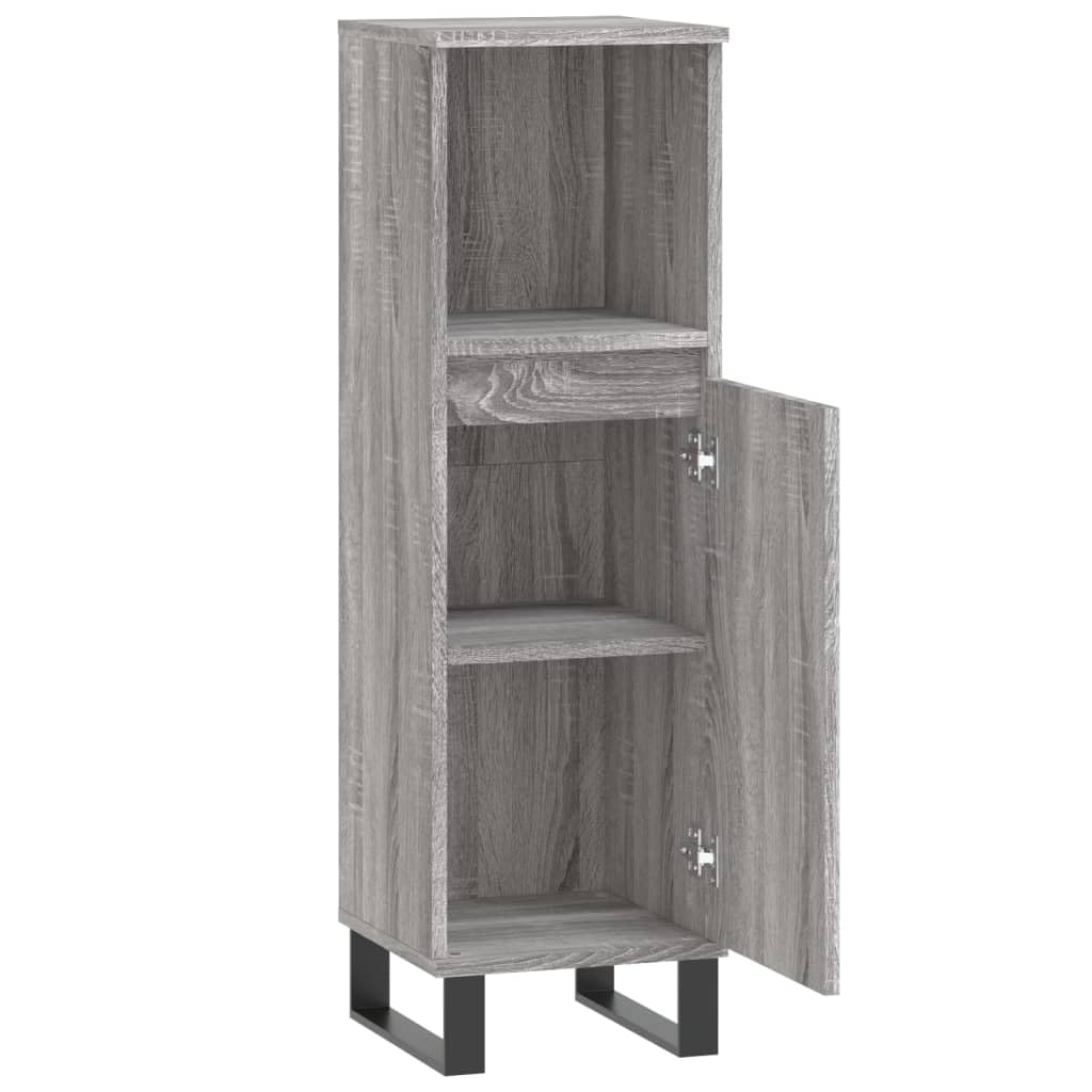 Générique Armoire Salle de Bain Sonoma Gris 30x30x100 cm Meubles Armoires & Meubles de Rangement Meubles-lavabos Meubles-lavabos de Salle de Bains (Poids 14.6KG)