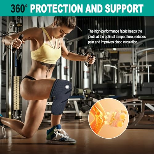Impoditiongs 1Paire genouillère avec stabilisateurs latéraux,Genouillères de sport,Genouillère réglable,Bande de soutien pour le tendon de la rotule,la course à pied,le fitness(Noir,L) – vue 6