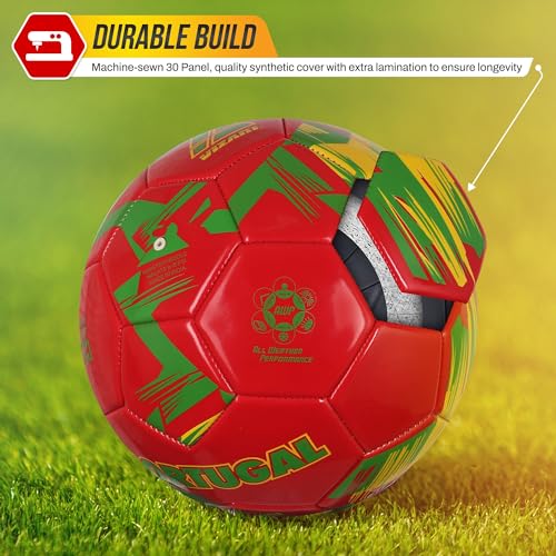 Image of Vizari Country Soccer Ball with Long-Lasting Air Retention Bladder and Machine-Stitched Panels | Consistent Bounce for Passing and Shooting | Eye-Catching National Colors Design