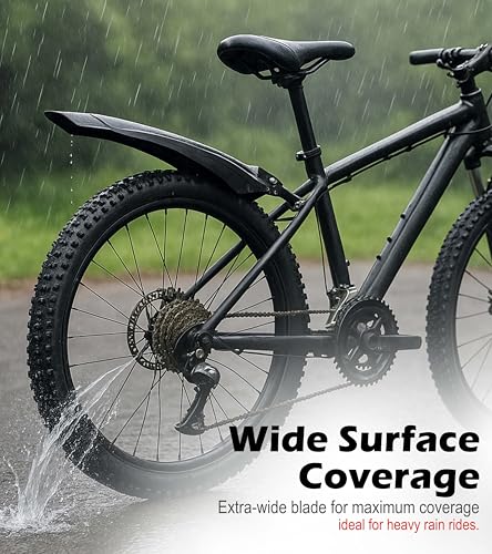 Image of OXYGEN Cycle Mudguard Set for MTB Bicycle Universal Mudguard for Cycle 24 to 29 Inch Wheels Plastic Splash Proof Lightweight Bicycle Fender Guards for MTB Commuter and Kids Cycles Easy Install Black
