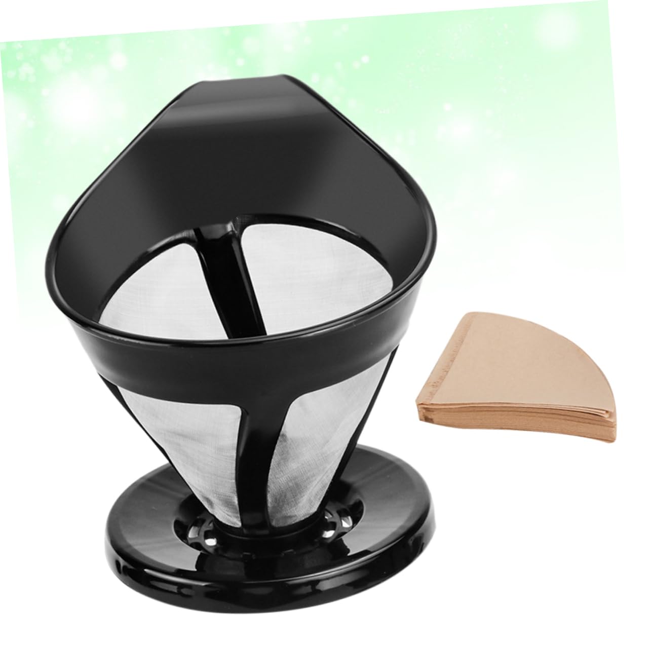 NAMOARLY Stainless Steel Coffee Strainer Home Coffee Funnel 30pcs Filter Paper Cups for Coffee Extracti