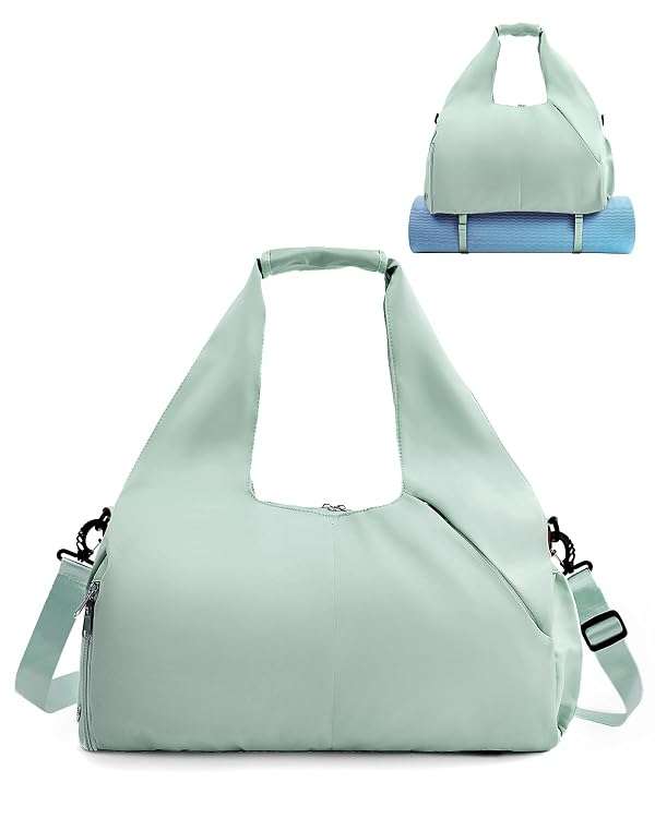 RHDZO Gym Bag for Women with Shoe Compartment Yoga Mat Bag with Wet Pocket and Water Bottle Holder Weekender Bag with Shoulder Strap, Green (Standard Bottle Fit) by RHDZO - Used condition - US$16.41