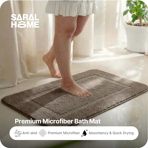 Image of Saral Home - Good Morning Mat, Soft, Anti-Skid, Washable, Water Absorbent, Quick Drying, All time usable Bathmat /Doormat /Runner. Slip-Resistant Backing for Everyday Safety.(Beige. 50X70-2PC)