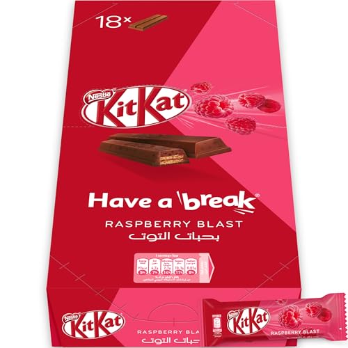 Image of KIT KAT Raspberry Blast Chocolate Bar 18 X 2 Finger Box, (18 X 19.5gram), 351 gram