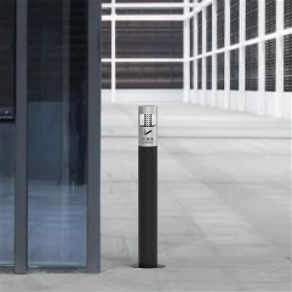 Porta Mozziconi di Sigaretta Colonna in Acciaio Inox for corridoio Verticale dell'hotel, Colonna for la Raccolta dei Mozziconi di Sigaretta nell'area Fumatori da appoggiare(Nero)