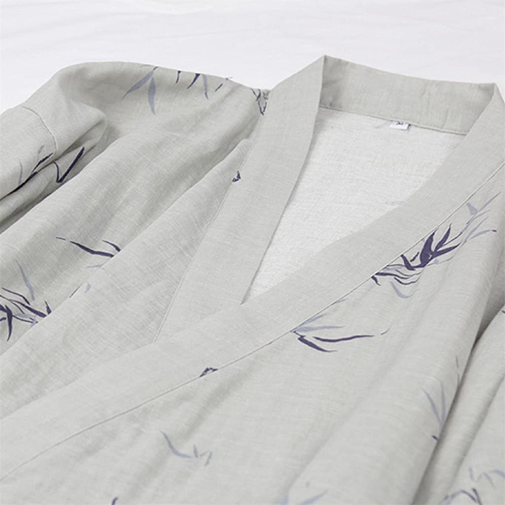 Men's Bathrobes Breathable Bathrobes Pajamas Thin Casual and Comfortable Home Wear Can Be Worn Outside(L code)