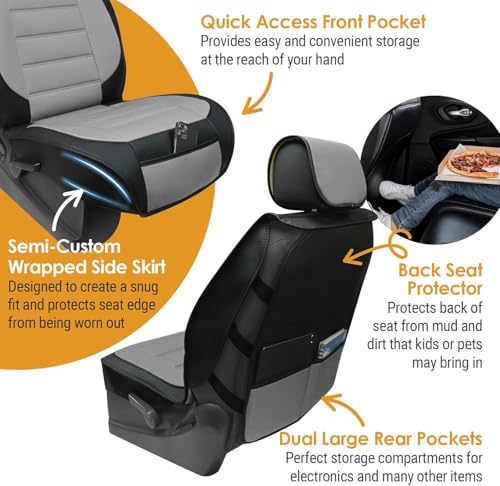 Image of LPI Truck Heavy Duty Premium Truck Seat Covers for Front Seats, For Full-Size Truck SUV, Padded Seat Cover with Bottom Wrap-around, Front Seat Protector; Front & Rear Storage Pockets, Waterproof, 2 pc