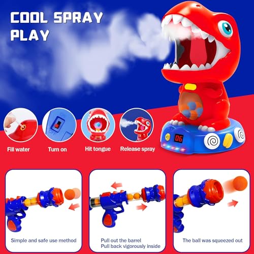 Jouet de tir Dinosaure pour garçons 4-6 Ans+ – Cibles Mobiles, Effets sonores et vaporisation, Dinosaure pour Enfants 3-7 Ans avec 2 Pistolets et 24 balles en Mousse, Cadeau garçon 5 Ans et Filles – Image 5