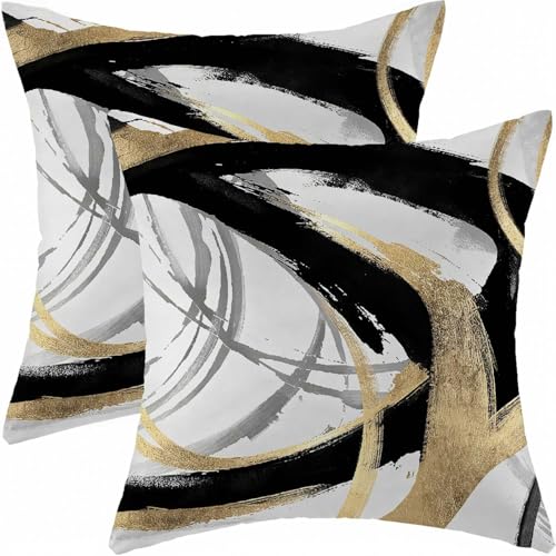 ViaElayu Kissenbezug 50x50 Schwarz Gold Herbst Kissen Boho Kissenbezüge...