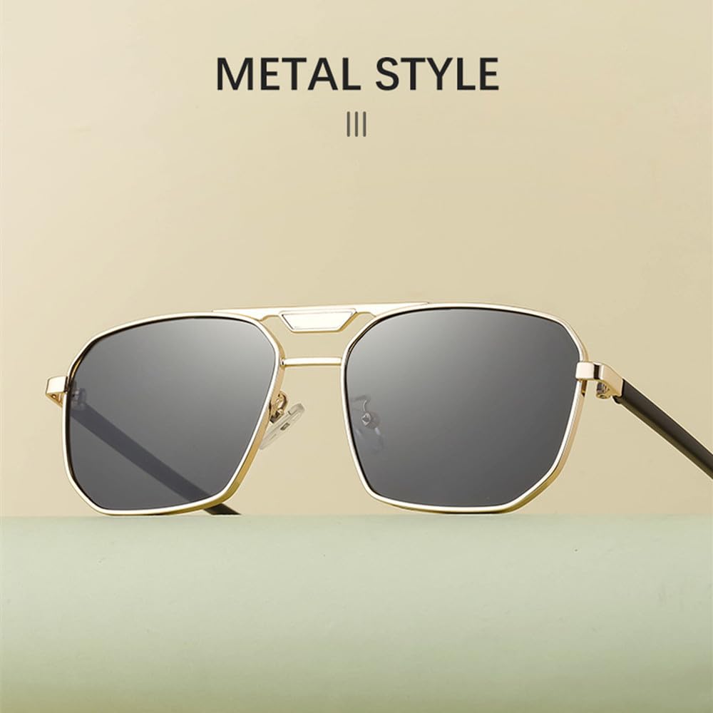Gafas de sol retro de doble puente para hombre y mujer, de metal, a la moda, con protección UV400