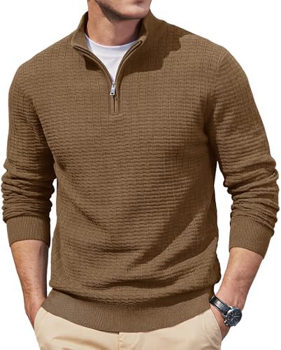 TACVASEN Pullover Herren 1/4 Zip Strickpullover Sweater Stehkragen Zip | herren pullover,pullover für herren,sweater herren,zip pullover herren,strickpullover herren,half zip pullo