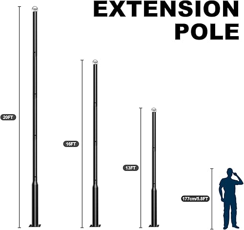 Miniatura 5 de Vzyhik Poste de luz de calle de 13 pies de alto, poste de lámpara de calle para luces al aire libre, poste de luz solar de calle accesorio para