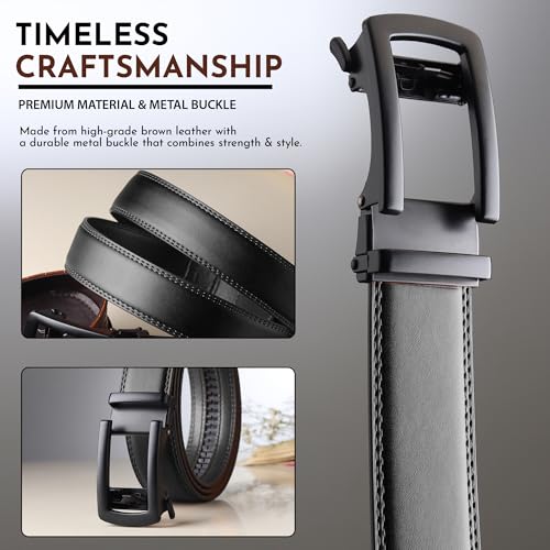 Image of Men's Vegan Leather Belt for Men, Formal /Casual,Autolock| Fit on up to 38 Inches Waist size