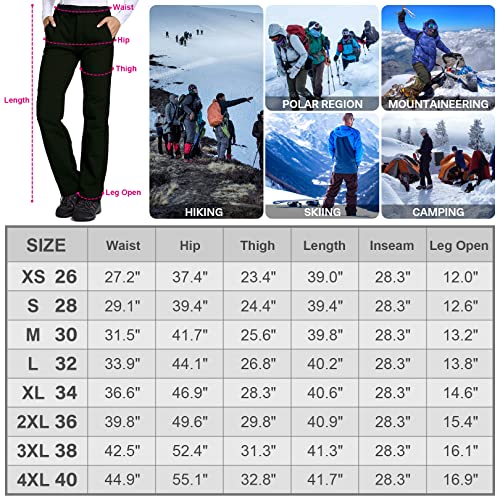 Jessie Kidden Women's Waterproof Pants Hiking Ski Snow Fish Fleece Lined Insulated Outdoor Golf Travel Pant (40, 801F Black 4Xl) #TOP6