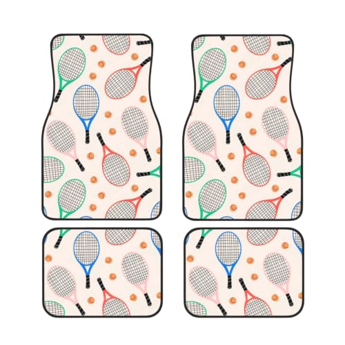 Alfombrillas de coche de tenis con raquetas y pelotas protectoras de neopreno antideslizantes