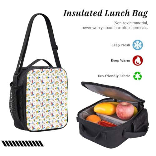 LGBT Gay Pride Rainbow Hummingbird 17 Inch Backpack Sets Lunch Bag Lightweight Daypack for Men Women 3Pcs4