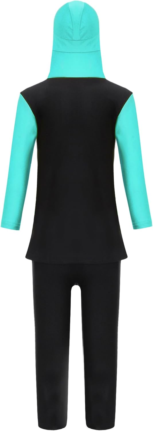 Baby Girls Muslim Swimwear Long Sleeve Burkini Full Cover Hijab Modest Swimsuit Top+Pants Rash Guard Set