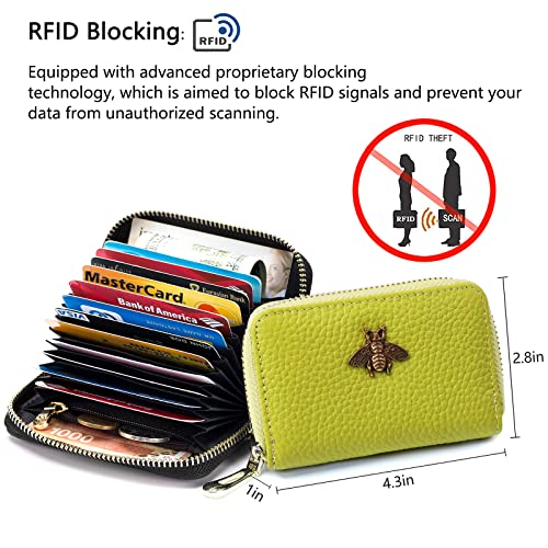 imeetu RFID Credit Card Holder, Small Leather Zipper Card Case Wallet for Women3