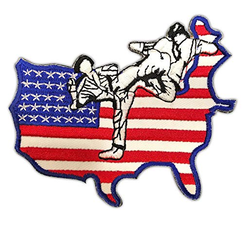 AAMA TKD Sparring US Flag Martial Arts Taekwondo Karate Iron On Patch - 12 pcs