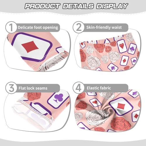 Cards and Roses Girls Leggings,Workout Leggings for Girls Toddler Athletic Leggings Size for 3-10T3