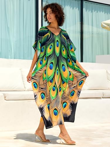 Image of NFVNKJ Women's Plus Size Beach Lounge Kaftan Maxi Dress Swimsuit Coverup for Women