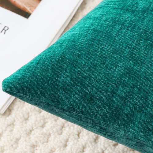 JOTOM Set of 2 Cushion Covers 60x60 cm Soft Chenille Teal Decorative Throw Pillow Covers 24x24 Inch Square Cushion Case Solid Pillowcases for Couch Sofa Living Room Bed Home Decor (Teal) - Image 2