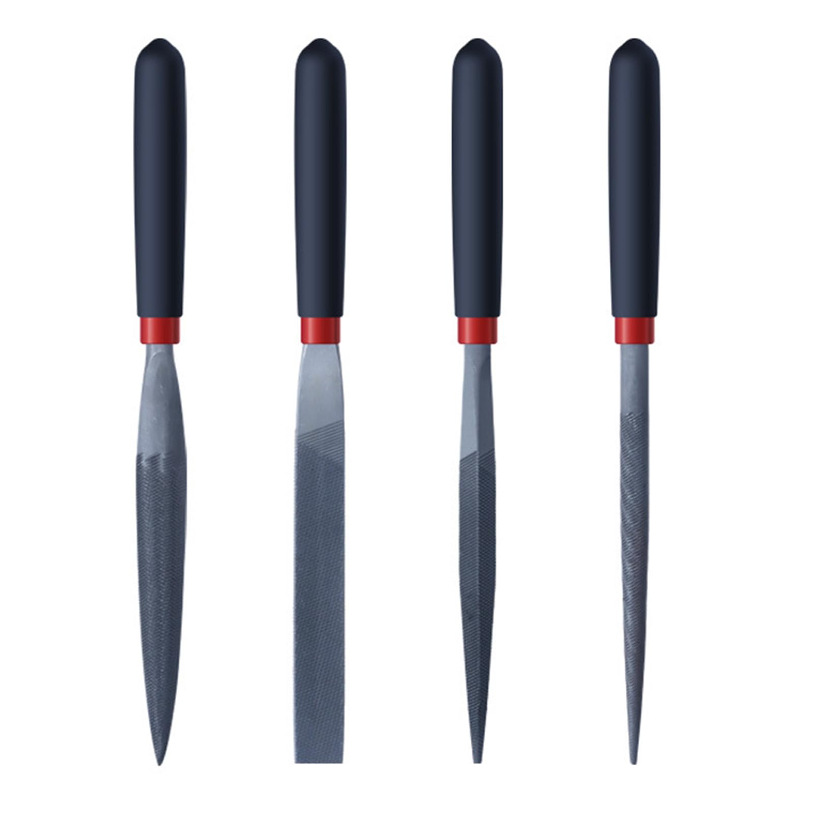 4Pcs Small Hand Files Set for Detail Work Hardened Strength Steel File Tool Square Equaling Round Flat Warding Triangle Bearing Steel Needle Files