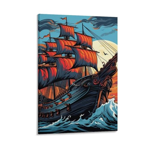 Toile Murale Voilier Navire Décoration Salon Chambre Peinture Marine 30x45