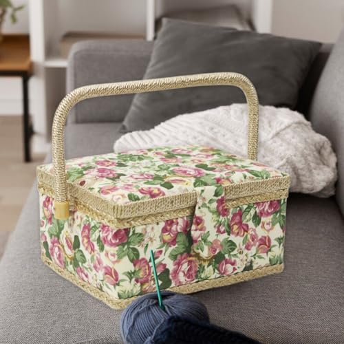 Cesta de costura con asa plegable para ordenar hilos del hogar 6