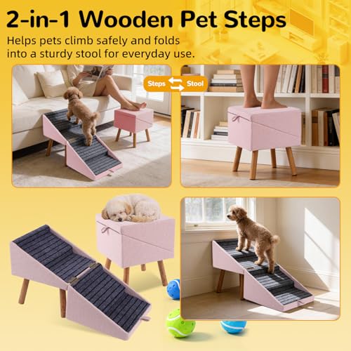 Image of Dog ramp for Small Dogs, 2-in-1 Pet Steps & Ottoman