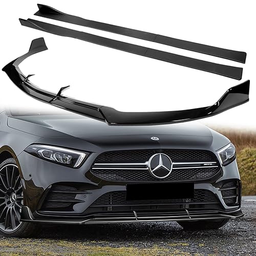 Check Front Diffuser Attachment Point Seal - 2021 Mercedes-Benz GT Black Series 6 Q1-TECH, 9PCS Front Bumper Lip & Side Skirt Extensions Diffuser Compatible with Mercedes-Benz A-Class A200 A220 A250 A35 AMG Line Bumper 2019-2023, Front Lip Spoiler Splitter ABS (Painted Black)