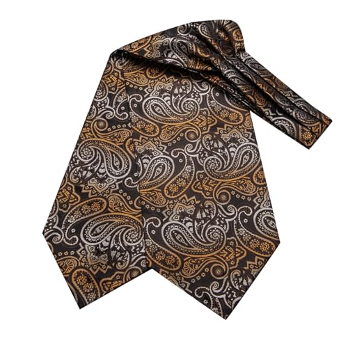 Image of Dubulle Paisley Floral Ascot for Men Self Tie Mens Cravat and Pocket Square Cufflinks Wedding