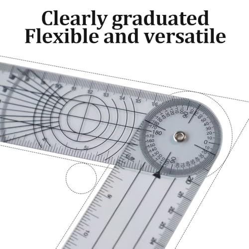 Winkelmesser, winkel, PVC Goniometer Physiotherapie, Transparente 360° Drehung Protraktor Physiotherapie, 21.4cm Medizinischer Winkelmesser
