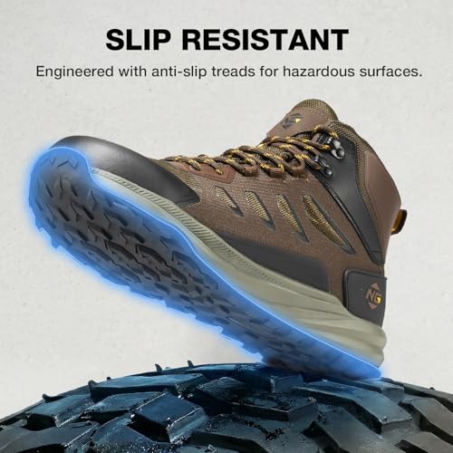 Image of NINGO Steel Toe Work Boots for Men, Waterproof Slip Resistant Work Boots for Men, Wide Toe Comfortable Mens Safety Work Shoes with Zero Drop, Oil Resistant for Construction, Industrial, Warehouse