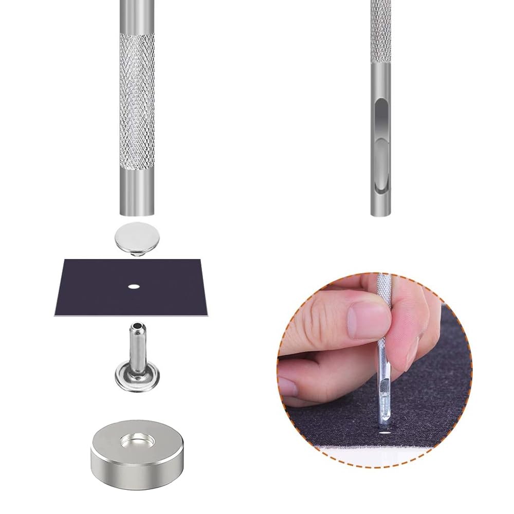 Set Di Rivetti In Pelle 360 Pezzi - 4 Colori E 3 Misure Con Strumenti Per Fissaggio