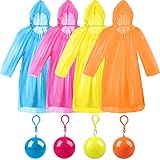 Design portable : ce manteau de pluie jetable portable est emballé dans une boule en plastique avec un diamètre d'environ 6,5 cm, et est conçu avec une boucle de suspension, de petite taille et de poids léger, facile à utiliser.