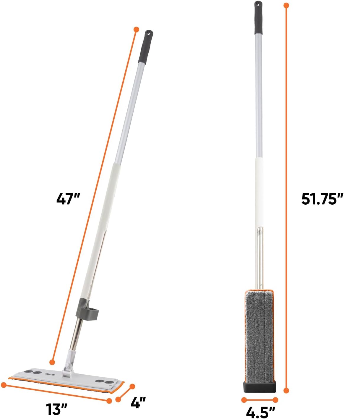 Superio 2 Pack Self-Wringing Microfiber Cleaning Mop, Hands-Free Miracle Flat Mop with Wringing Blade for Home, Kitchen, Bathroom - Hardwood, Laminate, Tile