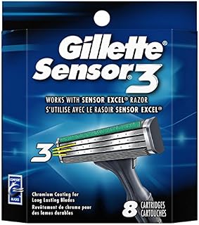 Gillette Sensor3 Men's Razor Blade Refills, 8 Count