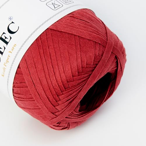 Image of NICEEC 3 Skeins Kraft Paper Yarn 474yds /5.3oz - Red