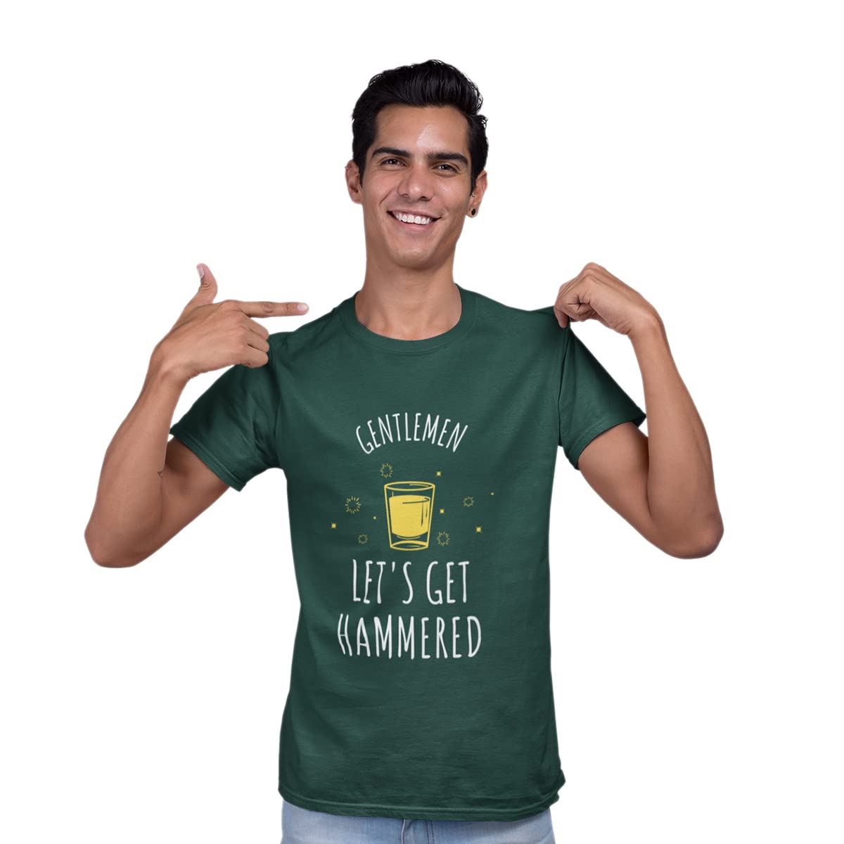 Gracieux ModaMen's Printed Regular Fit Casual Half Sleeve T-Shirt - Gentlemen - Green